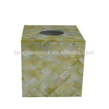 Boîte en tissu coquille CGM-TB Rectangle Golden MOP avec mosaïque en coque